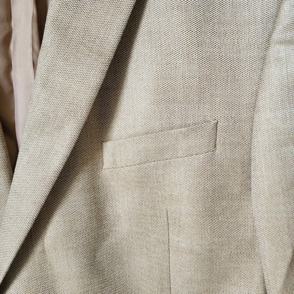 Lauren Ralph Lauren Beige 2‎ Button Blazer Suit Jacket Size 46 L Silk Wool Blend